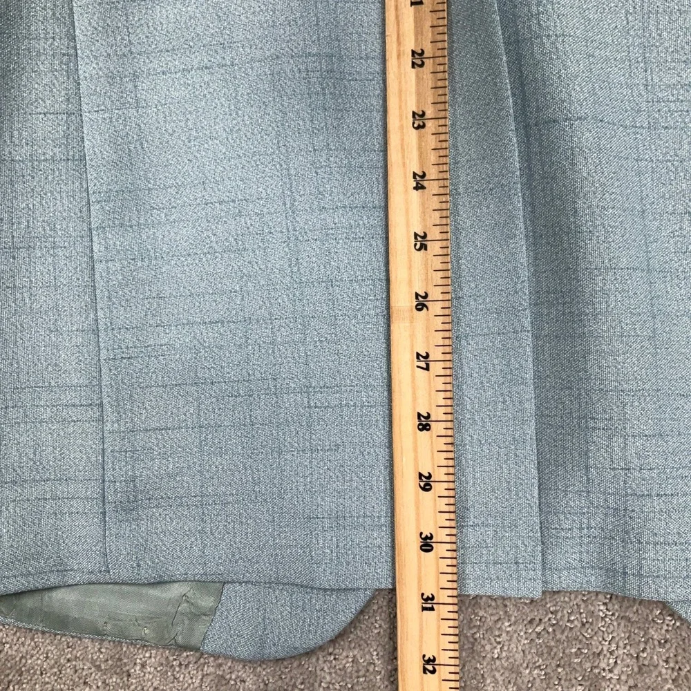 Johnny Carson Suit Mens 41R 35W 31L Light Blue Windowpane 70s Style Retro Kitsch
